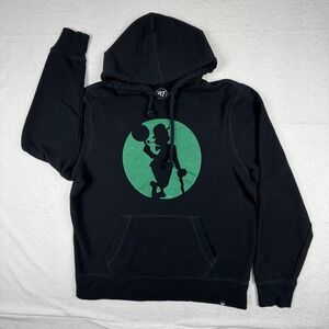 47 Brand Boston Celtics Hoodie Mens XL Black Lucky Leprechaun Graphic Sweatshirt